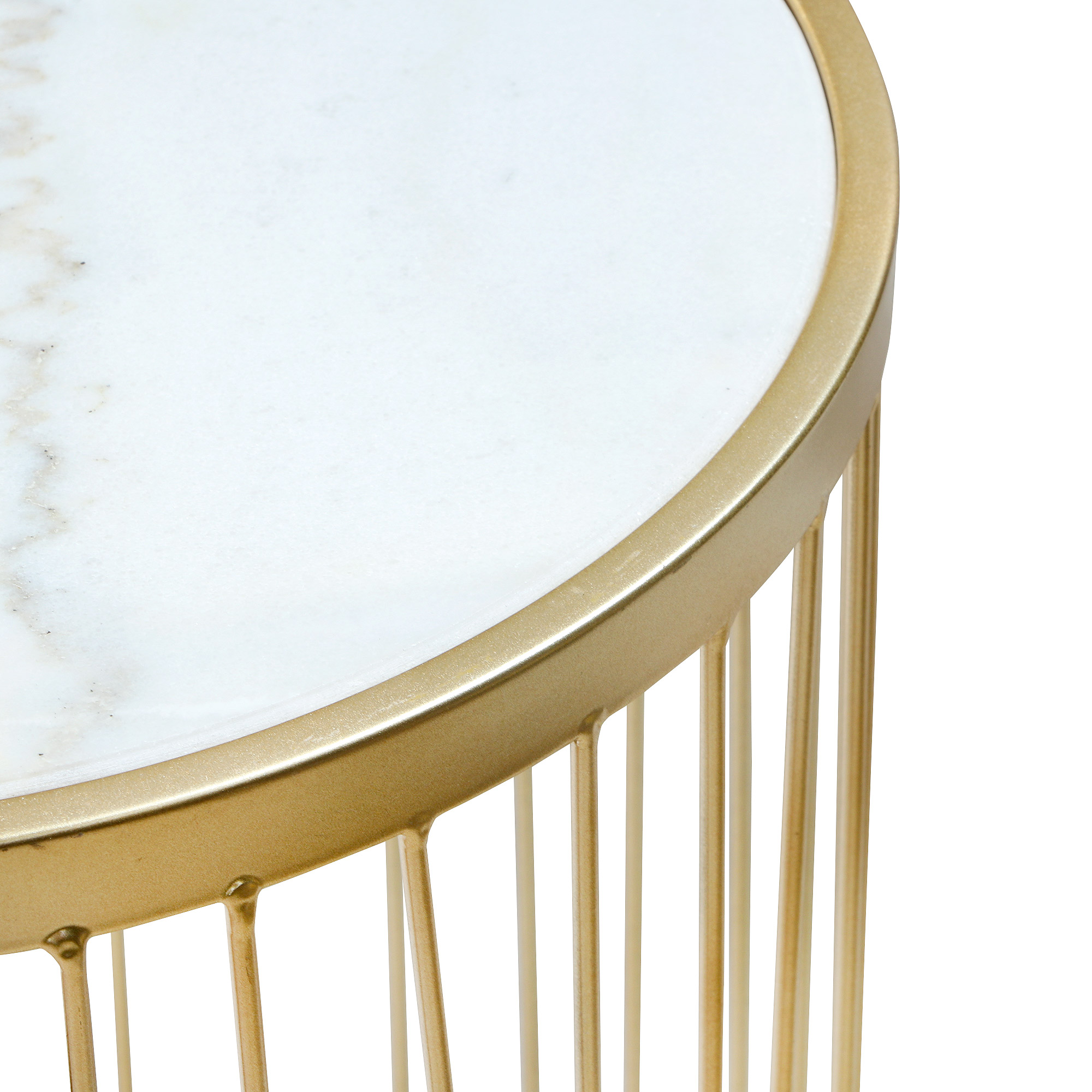 Столик интерьерный Glasar с белым мрамором 40х40х62см, цвет золотой - фото 3