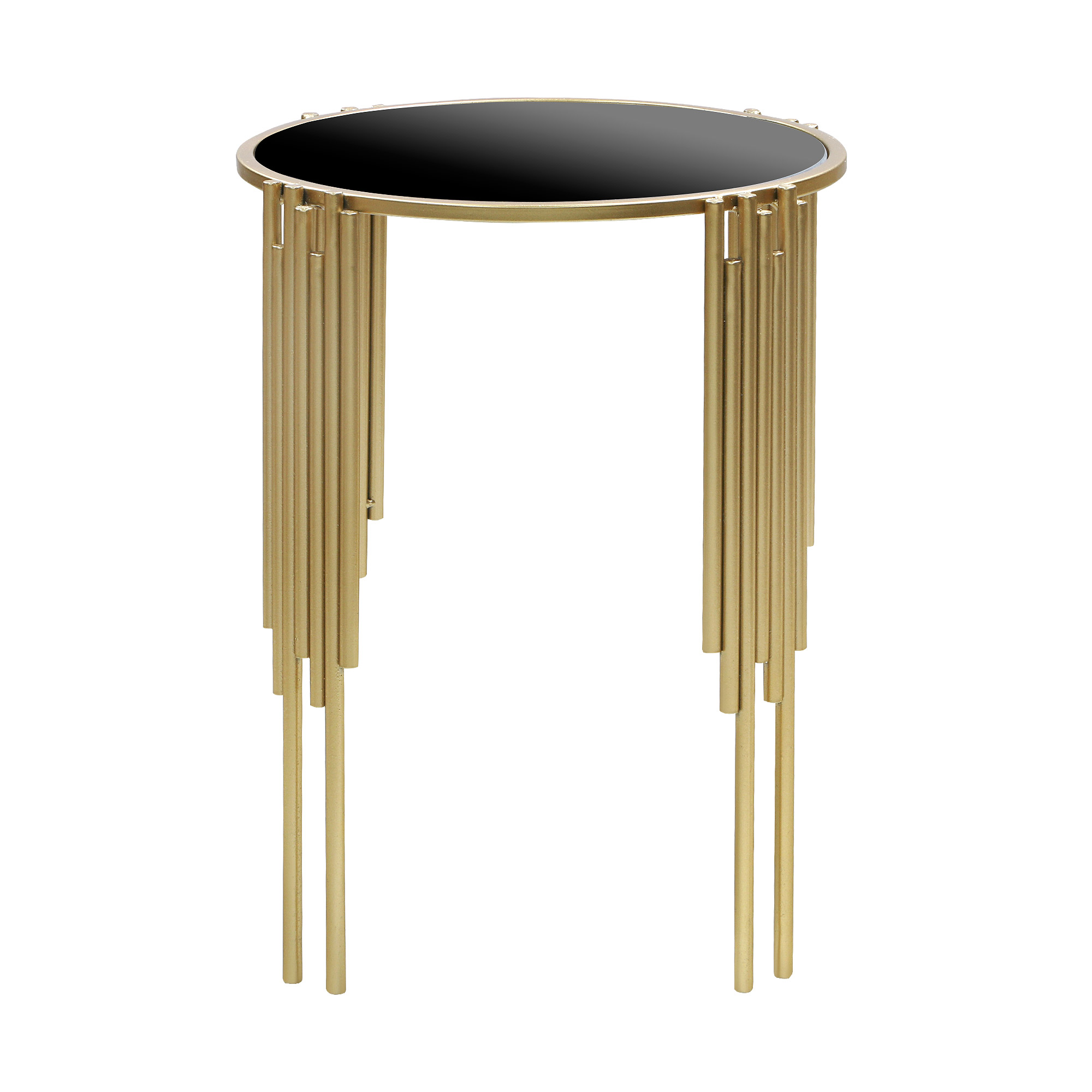 Столик интерьерная Glasar с черным стеклом 42х42х55см, цвет золотой - фото 2