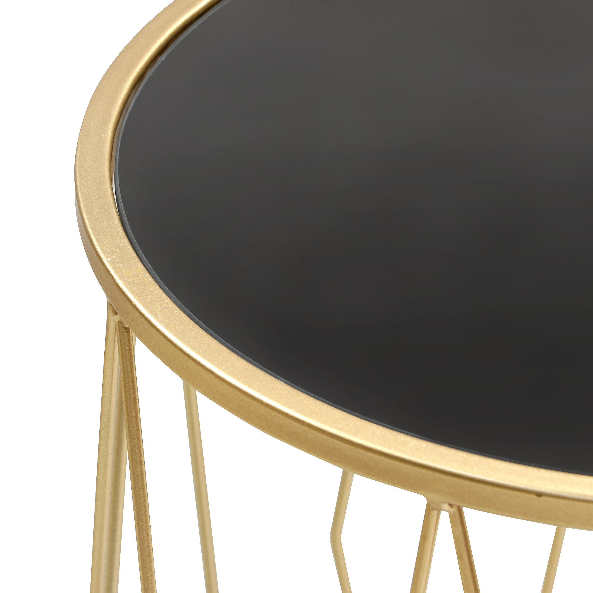Столик интерьерный Glasar с черной стеклянной столешницей 40х40х53см, цвет золотой - фото 2