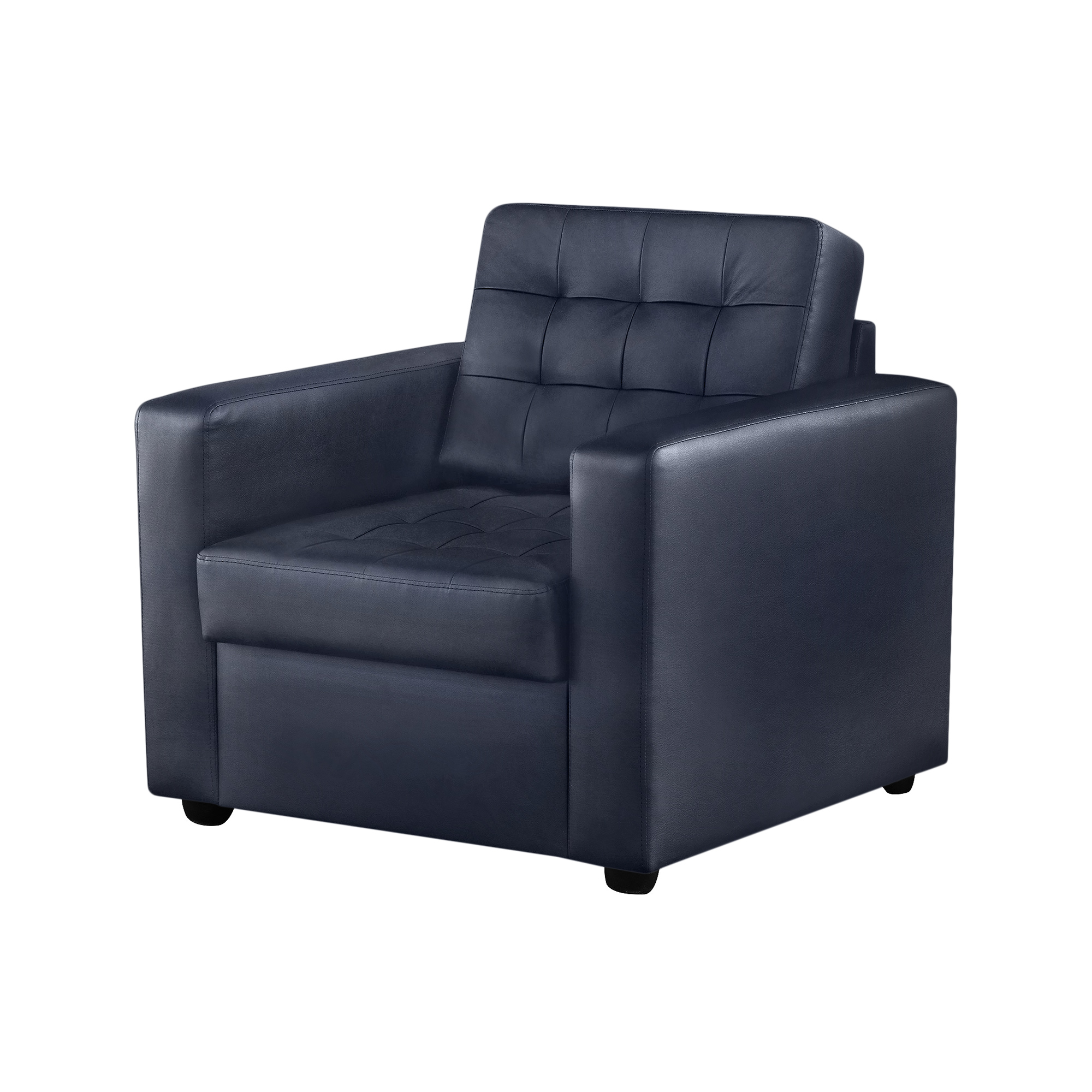 Кресло ФС Нубия натуральная кожа темно-синий  89x86x86, цвет черный - фото 1
