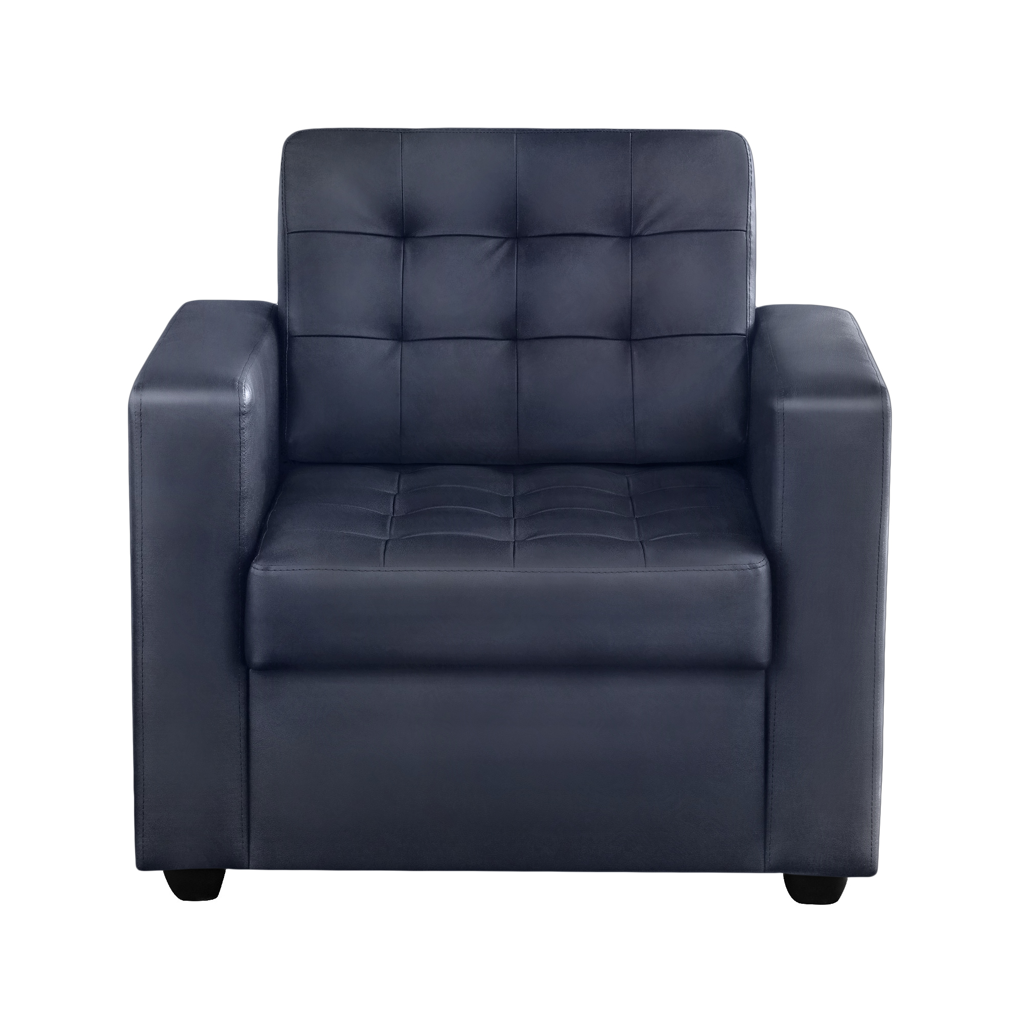 Кресло ФС Нубия натуральная кожа темно-синий  89x86x86, цвет черный - фото 2