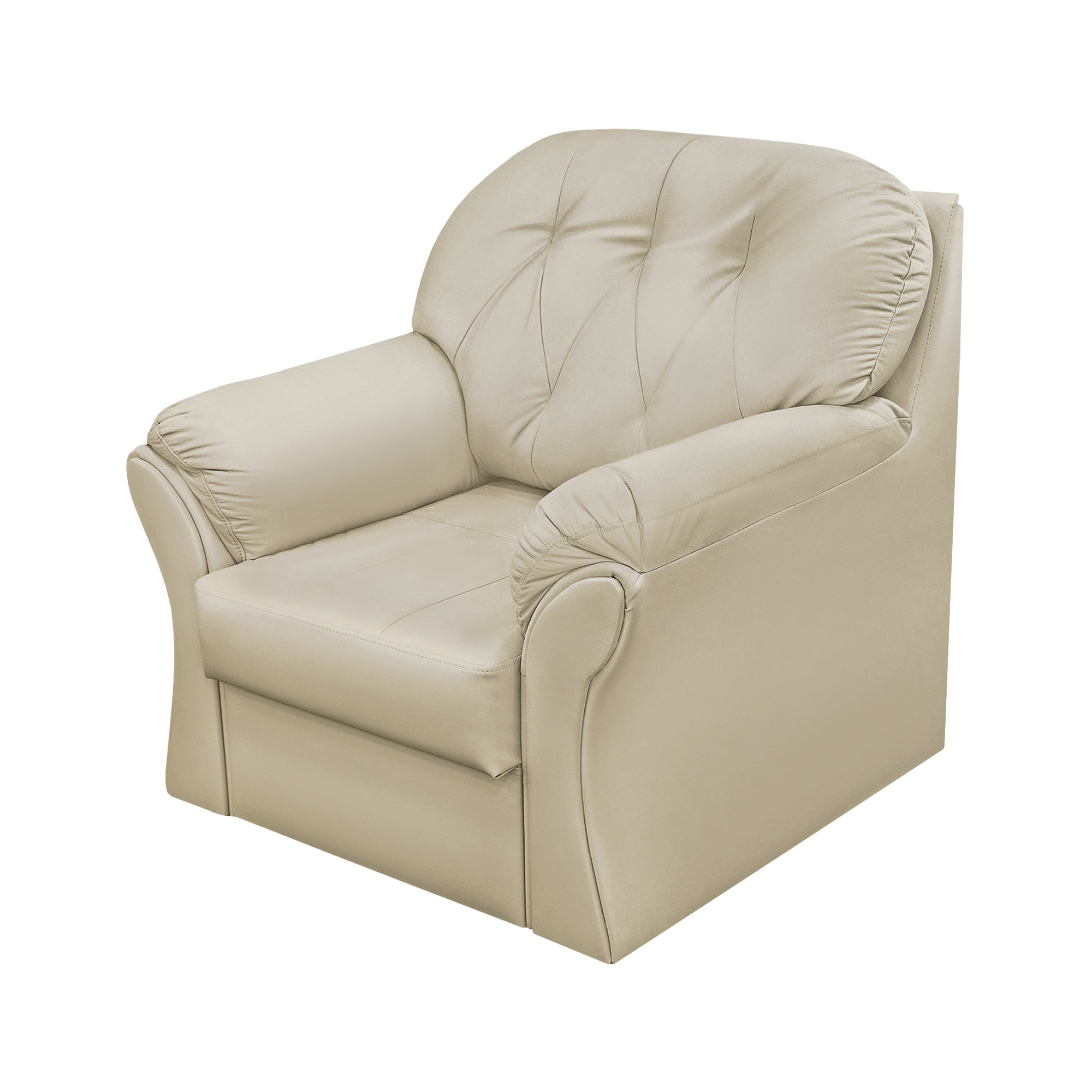 Кресло ФС Ноа натуральная кожа светло-бежевый 110x98x95, цвет нержавеющая сталь - фото 1