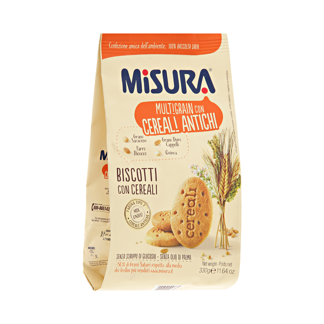 фото Печенье мультизлаковое misura multigrain 6 злаков 330 г