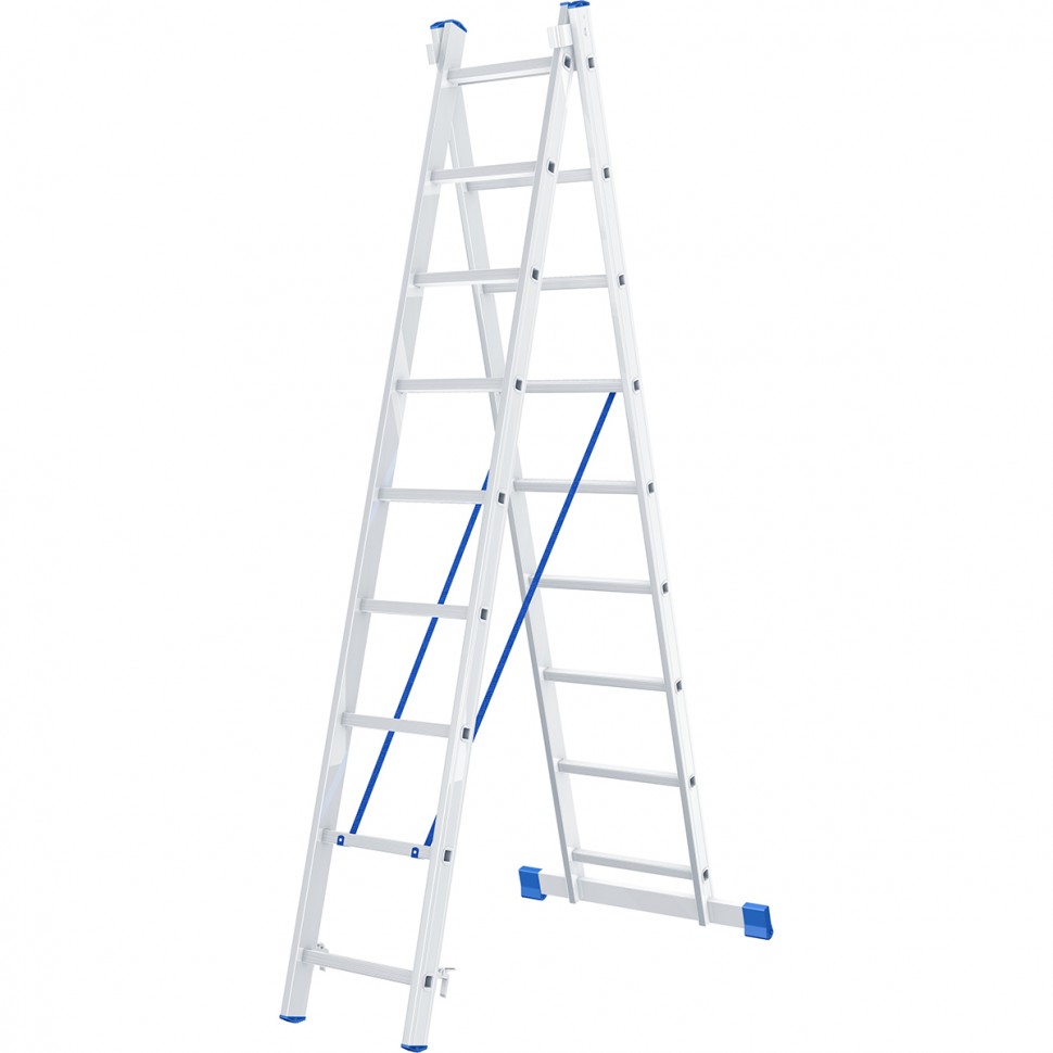 фото Лестница сибртех 2 х 9 ступеней, алюминиевая, двухсекционная