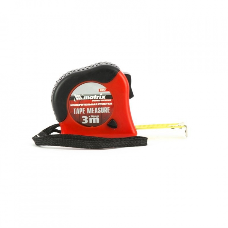 

Рулетка Matrix Double fixation, 3 м х 16 мм, обрезиненный корпус, двойная плавная фиксация, Красный;черный