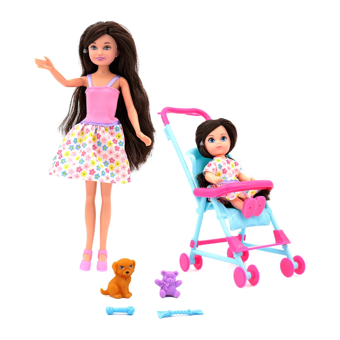 фото Кукла funky toys мила с куклой вики в коляске и собачкой 23 см, 12 см