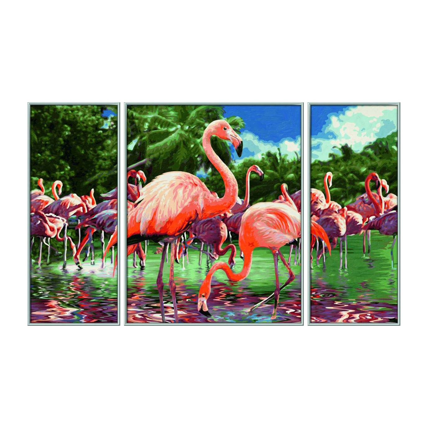 Набор для живописи по номерам Триптих Фламинго 50х80 см