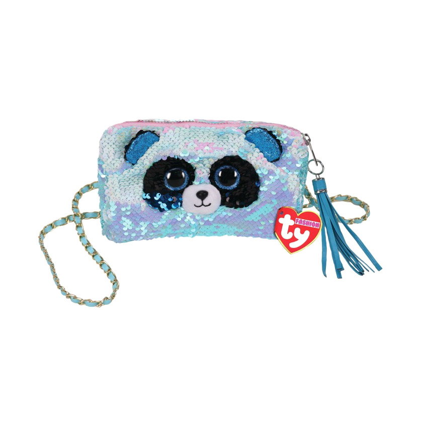 Сумка TY  Бамбу панда с пайетками, цвет голубой - фото 1