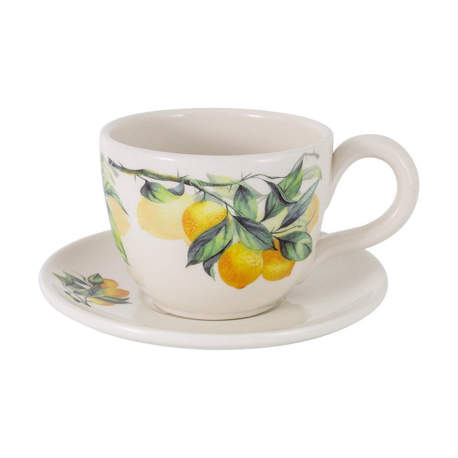 Чашка с блюдцем  Julia Vysotskaya Лимоны 400 мл, цвет белый - фото 1
