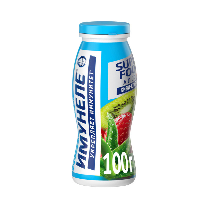Напиток кисломолочный Имунеле Super Food Клубника, киви, алоэ 1,2% 100 мл - фото 1