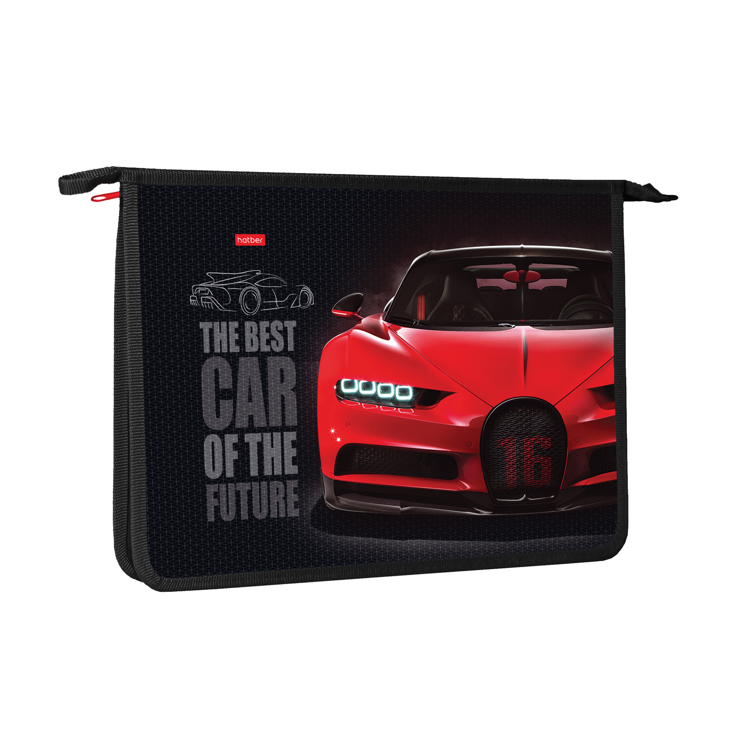 

Папка для тетрадей А4 Hatber Best car 1 отделение на молнии, Чёрный;красный