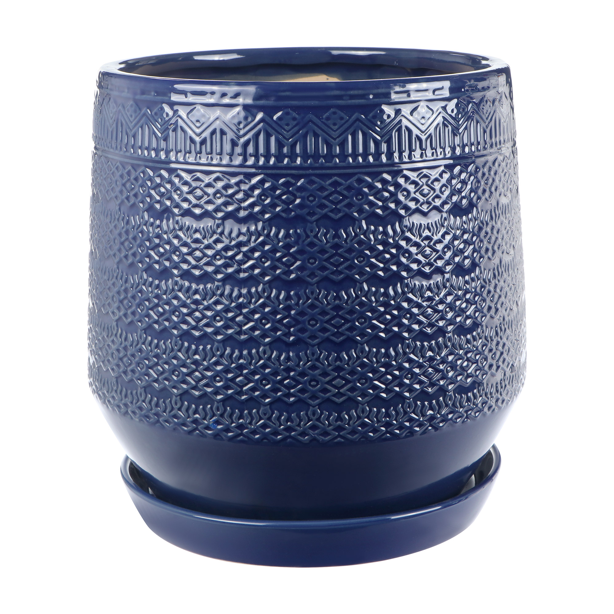 Горшок керамический для цветов Qianjin синий узор 26х26х27 см - фото 1