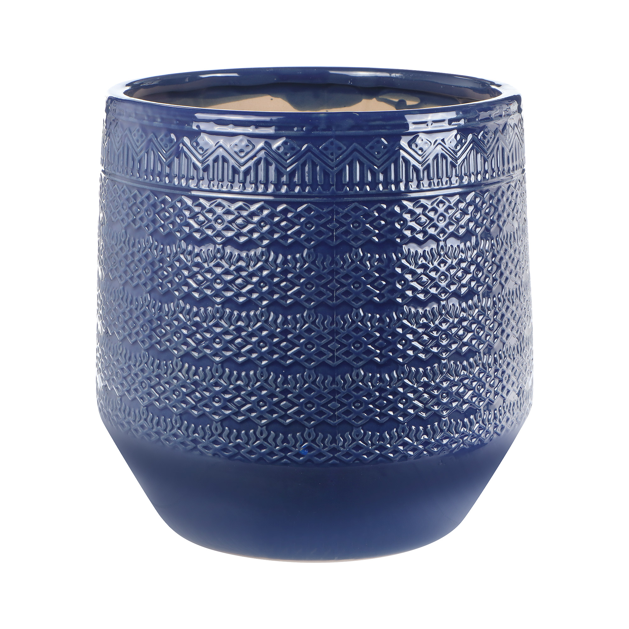 Горшок керамический для цветов Qianjin синий узор 26х26х27 см - фото 2