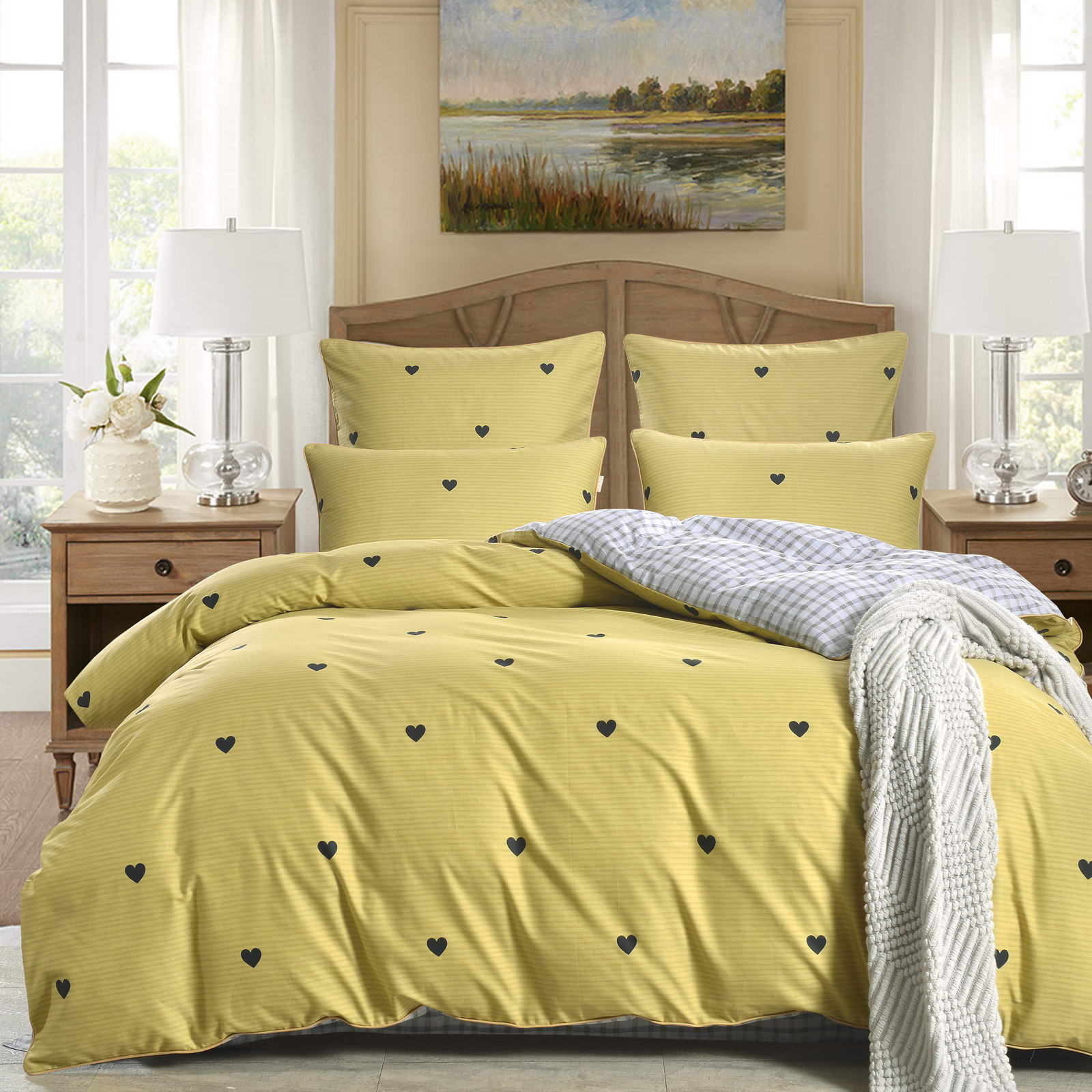 Комплект постельного белья Sofi De Marko Лайки Двуспальный евро (ЕВРО-5335), цвет желтый, размер Двуспальный евро - фото 2
