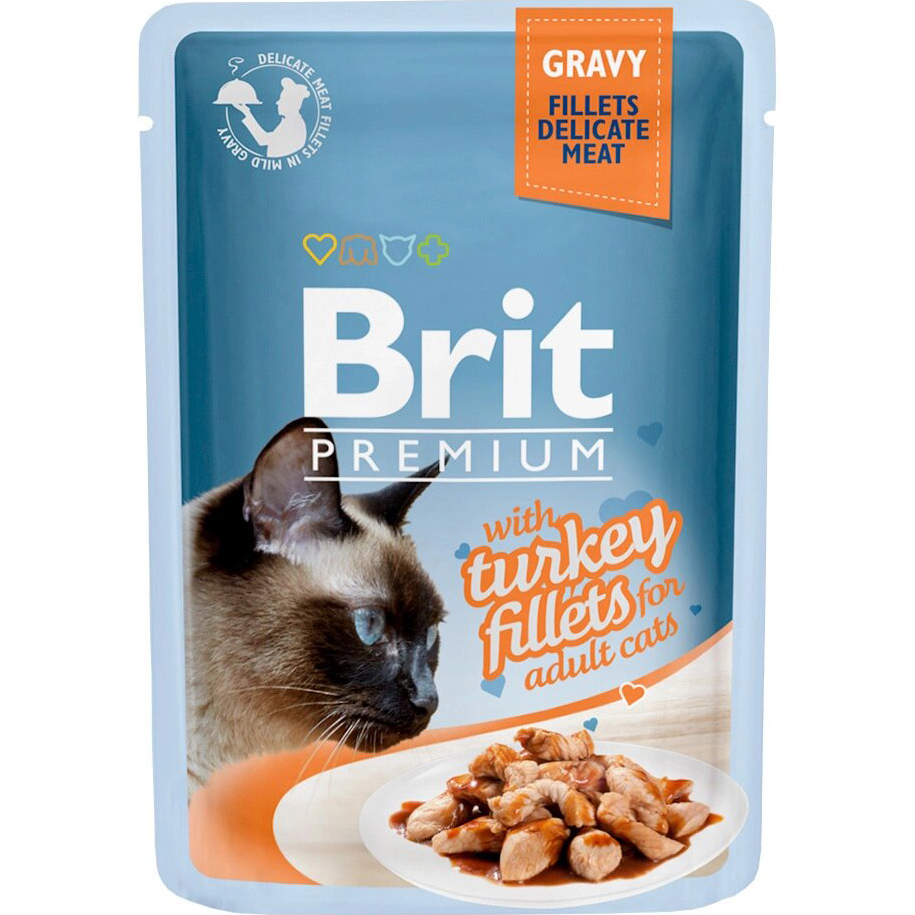 фото Корм для кошек brit premium cat gravy кусочки из филе индейки в соусе 85 г