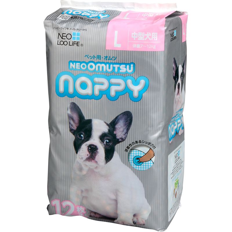 фото Подгузники для домашних животных neoomutsu nappy размер l на вес 7-12 кг 12 шт neo loo life
