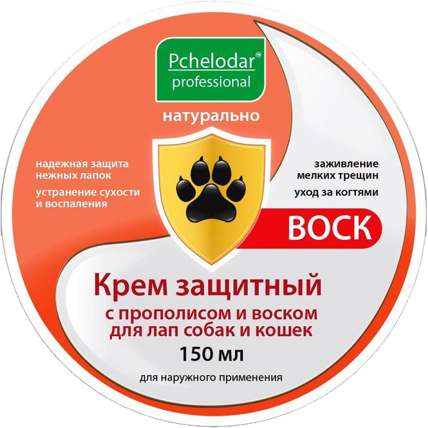 Крем для собак и кошек Пчелодар Защитный с прополисом и воском для лап 150 г