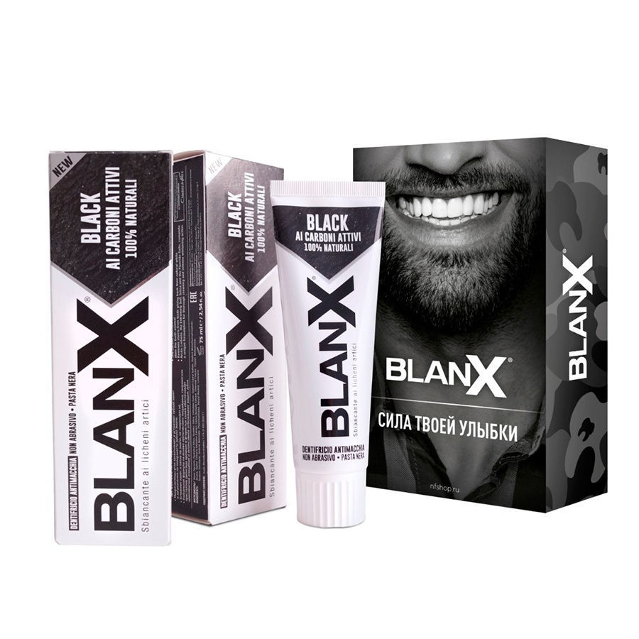 фото Набор biorepair blanx улыбка-твое оружие зубная паста с углем, отбеливающая, 75 мл 2 шт