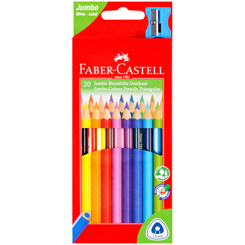 фото Карандаши цветные faber-castell jumbo 20 цветов с точилкой