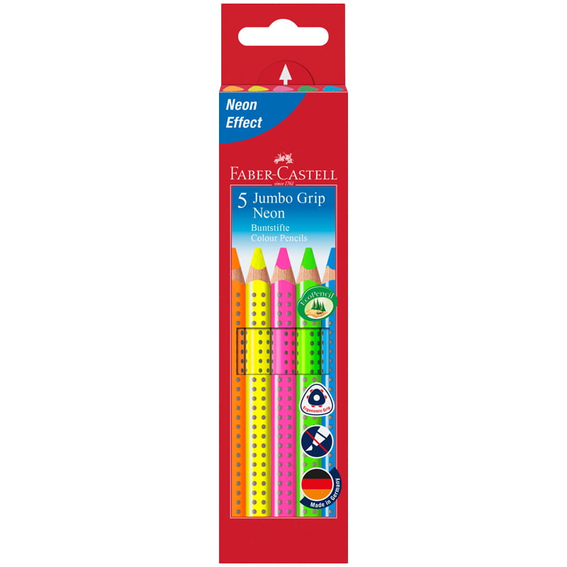 фото Карандаши цветные faber-castell jumbo grip neon 5 цветов