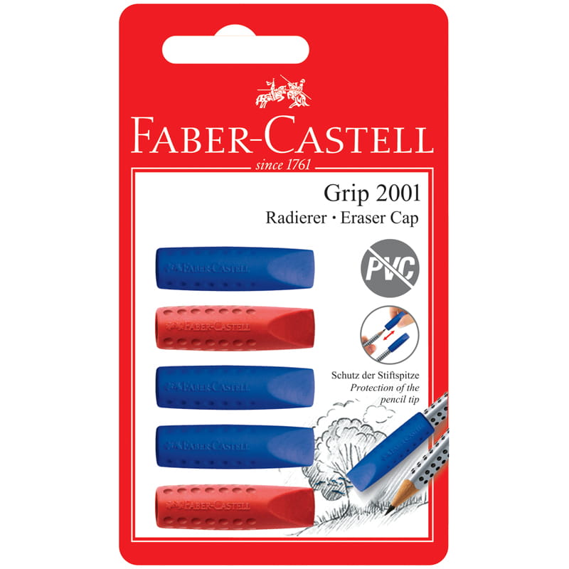 

Набор ластиков-колпачков Faber-Castell Grip 2001 5 шт, Синий;красный