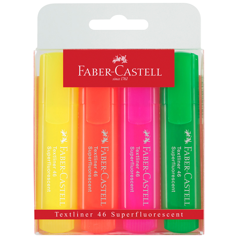 фото Набор текстовыделителей faber-castell superfluorescent 4 шт 1-5 мм