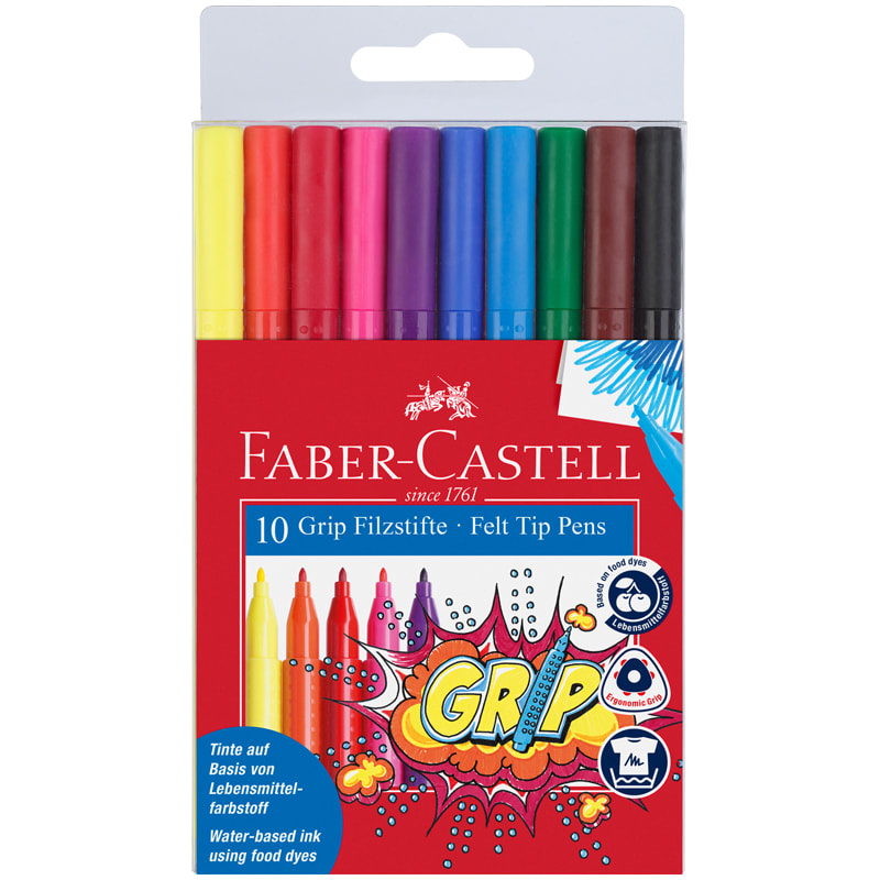 

Фломастеры смываемые Faber-castell Grip 10 цветов, Разноцветные