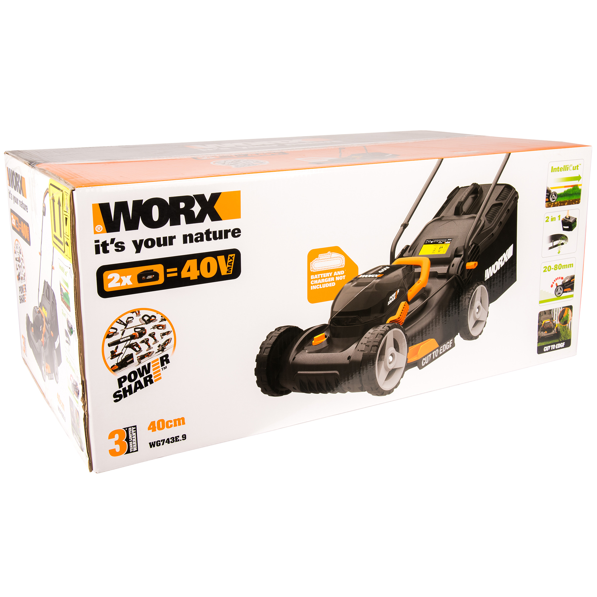 фото Газонокосилка worx wg743e.9 40v (без аб и зу)