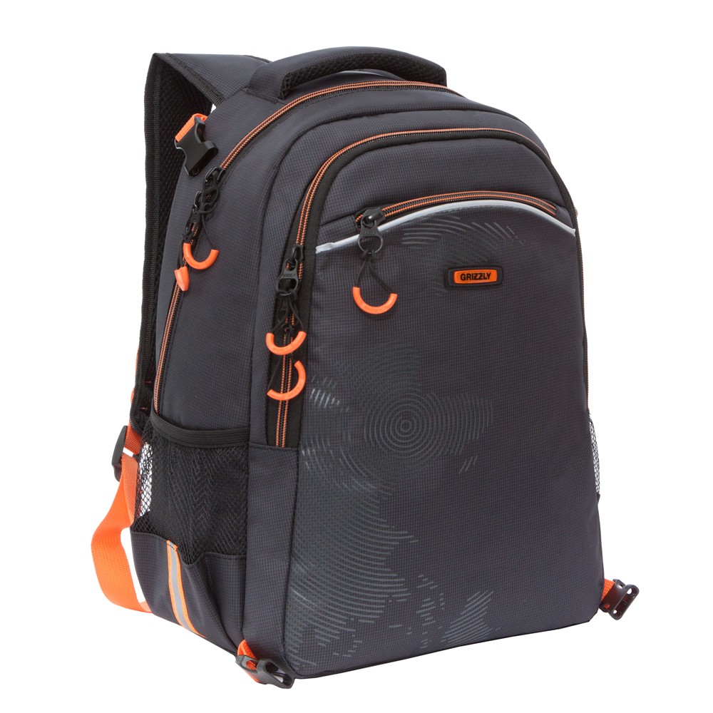 фото Рюкзак школьный grizzly черно-оранжевый