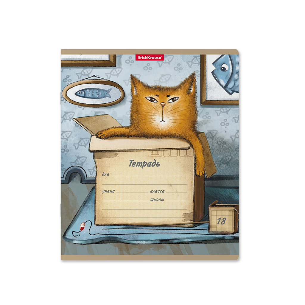 Тетрадь ErichKrause Cat & Box, 18 листов, линейка, цвет в ассортименте - фото 4