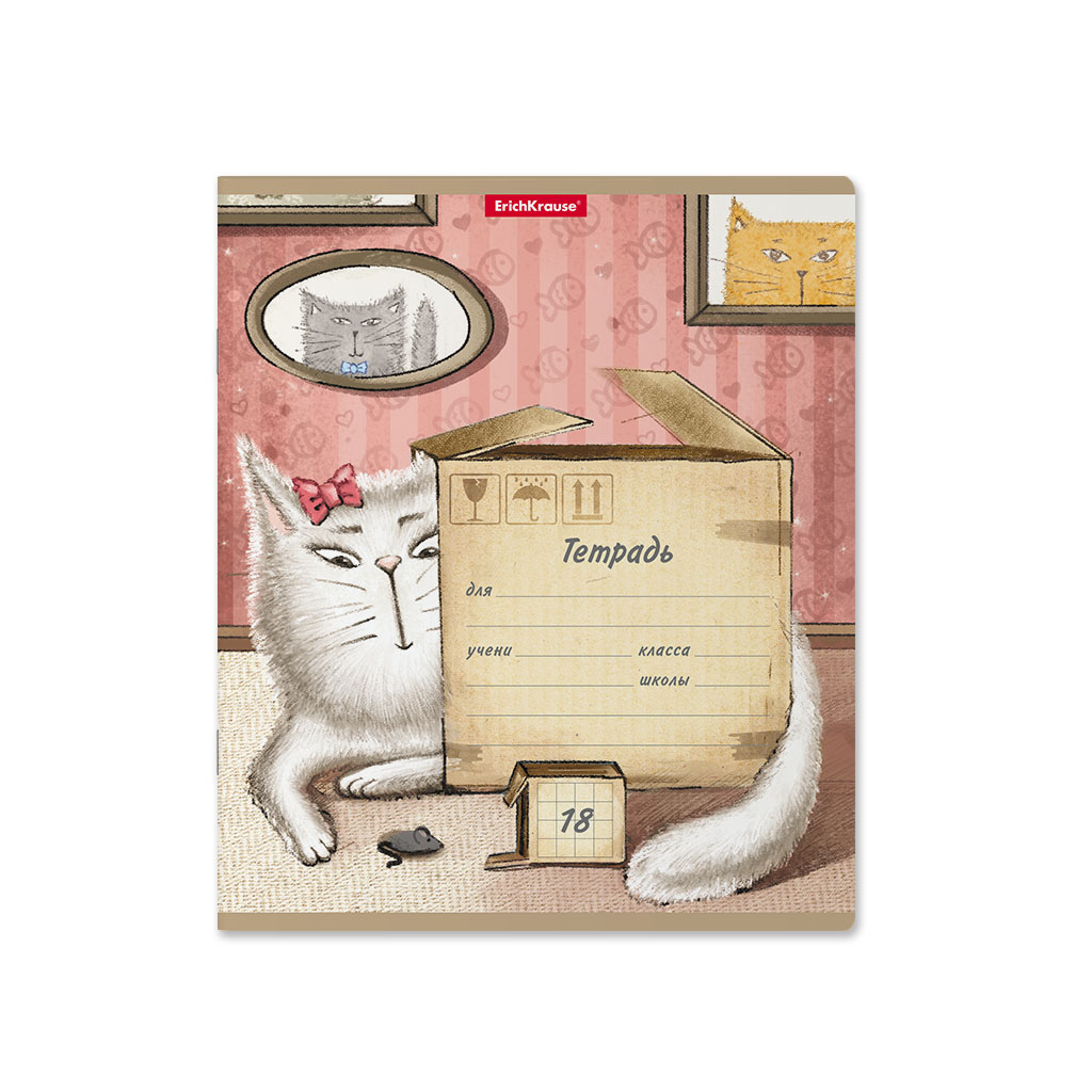 Тетрадь ErichKrause Cat & Box, 18 листов, линейка, цвет в ассортименте - фото 5