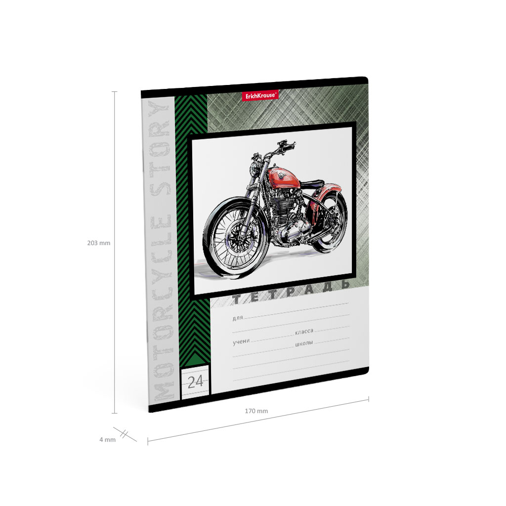 Тетрадь ErichKrause Motorcycle Story, 24 листа, линейка, цвет в ассортименте - фото 7