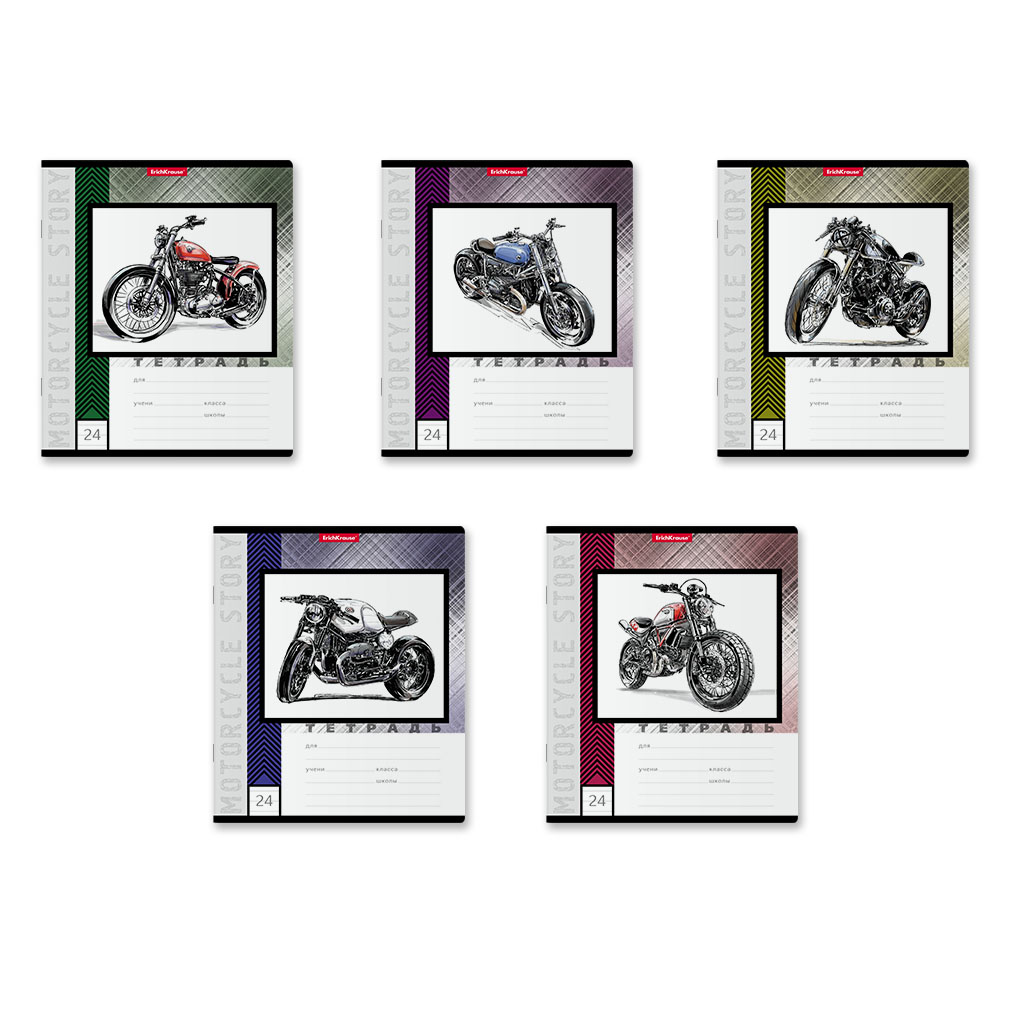 Тетрадь ErichKrause Motorcycle Story, 24 листа, линейка, цвет в ассортименте - фото 8