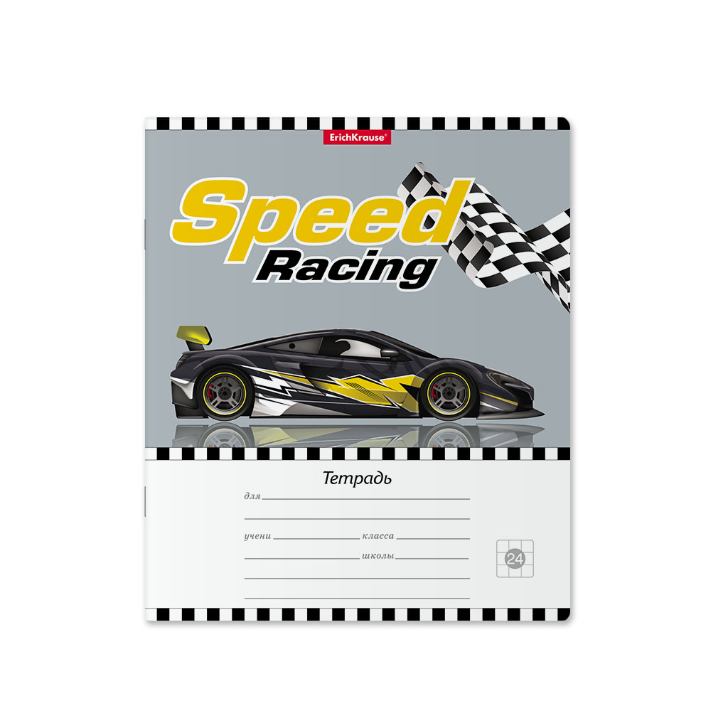 Тетрадь ErichKrause Speed Racing, 24 листа, линейка, цвет серый - фото 2