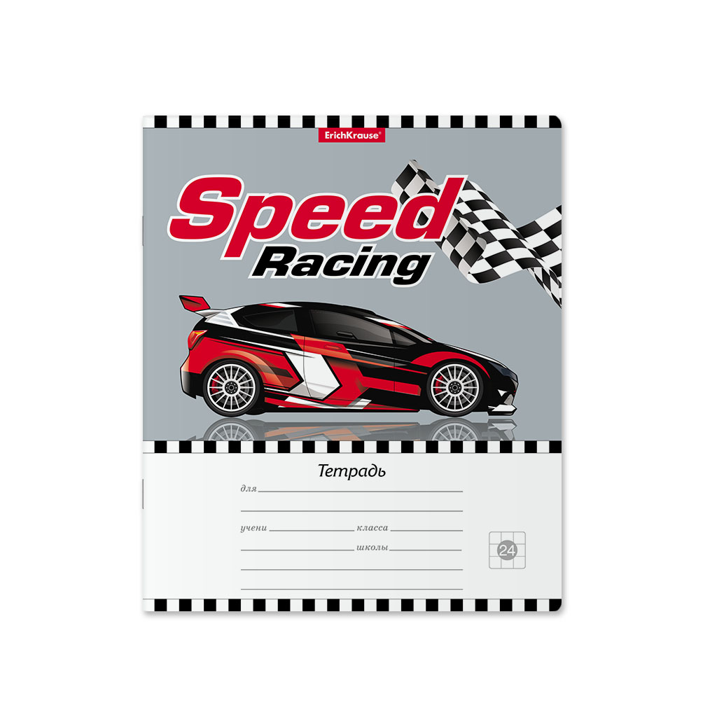 Тетрадь ErichKrause Speed Racing, 24 листа, линейка, цвет серый - фото 3