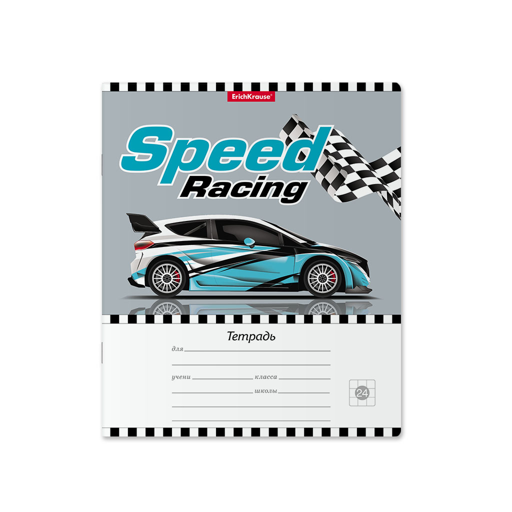 Тетрадь ErichKrause Speed Racing, 24 листа, линейка, цвет серый - фото 4