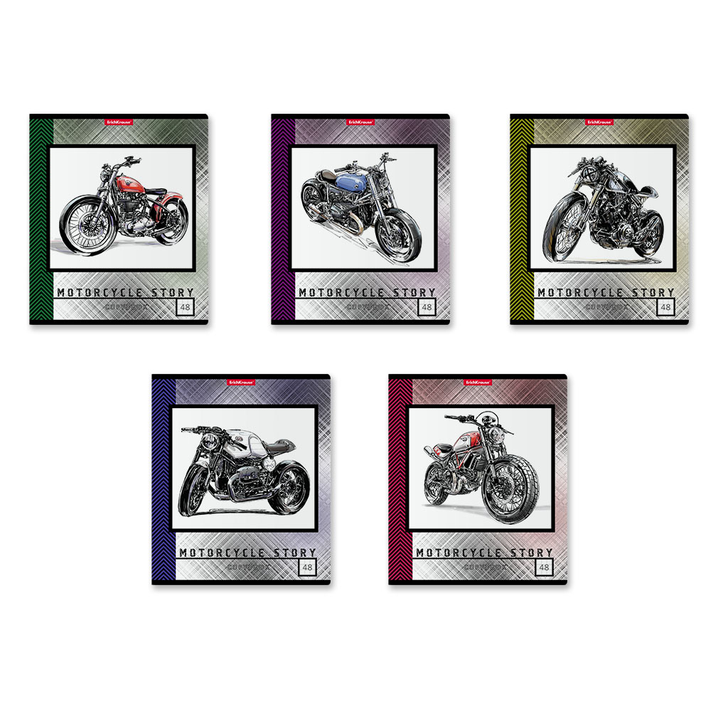 Тетрадь ErichKrause Motorcycle Story, 48 листов, линейка, голография, цвет в ассортименте - фото 8