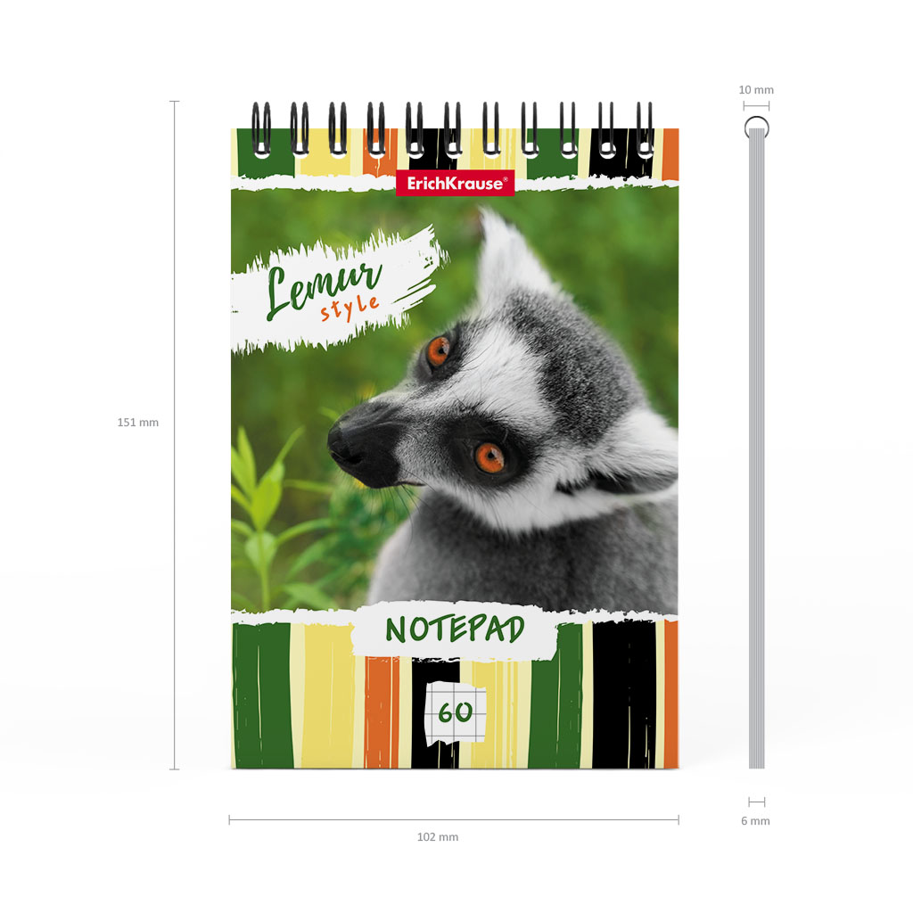 Блокнот ErichKrause Lemur Style, А6, 60 листов, клетка, цвет зелёный - фото 3
