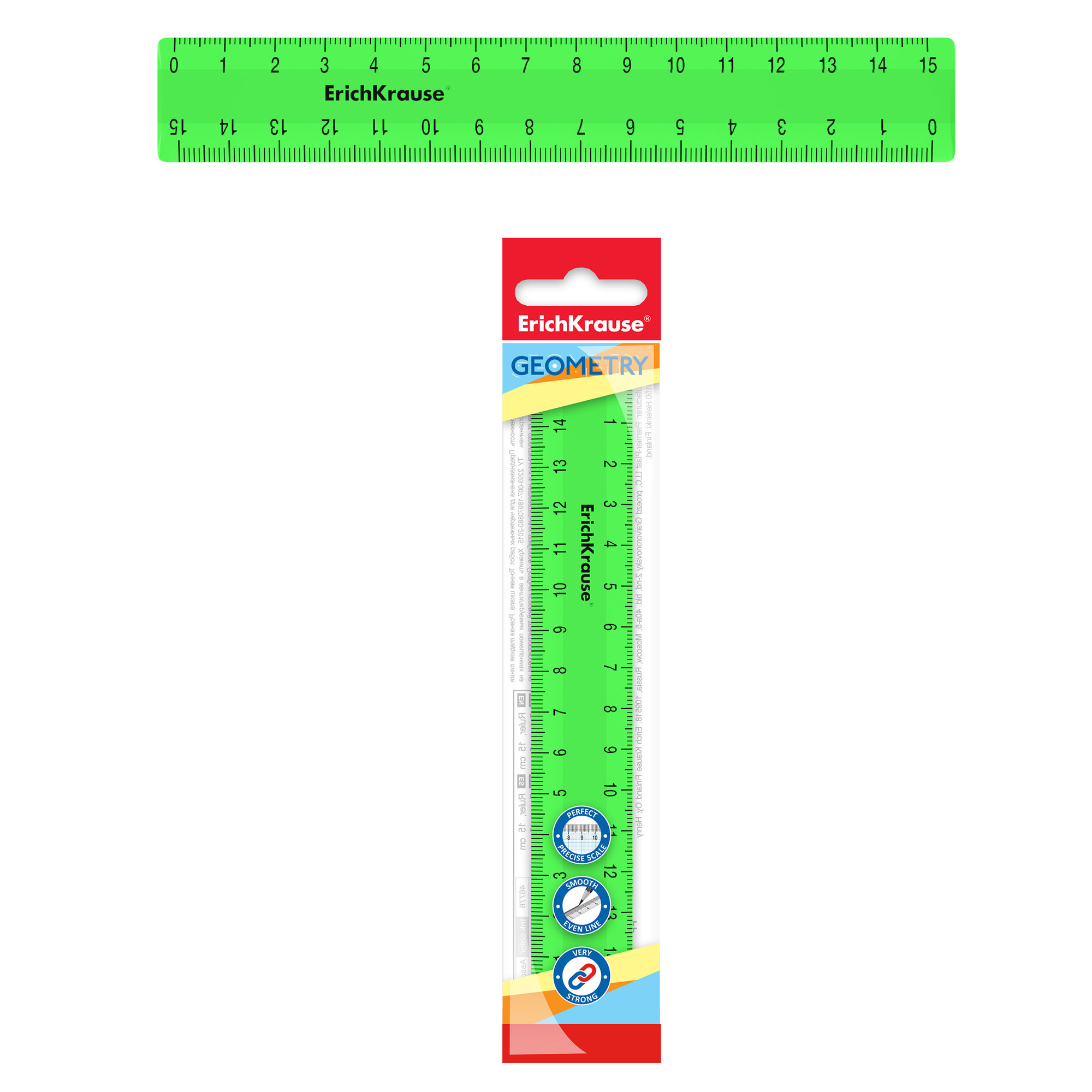 

Линейка пластиковая Erich Krause Neon Solid 15 см зеленый в флоупаке, Зелёный