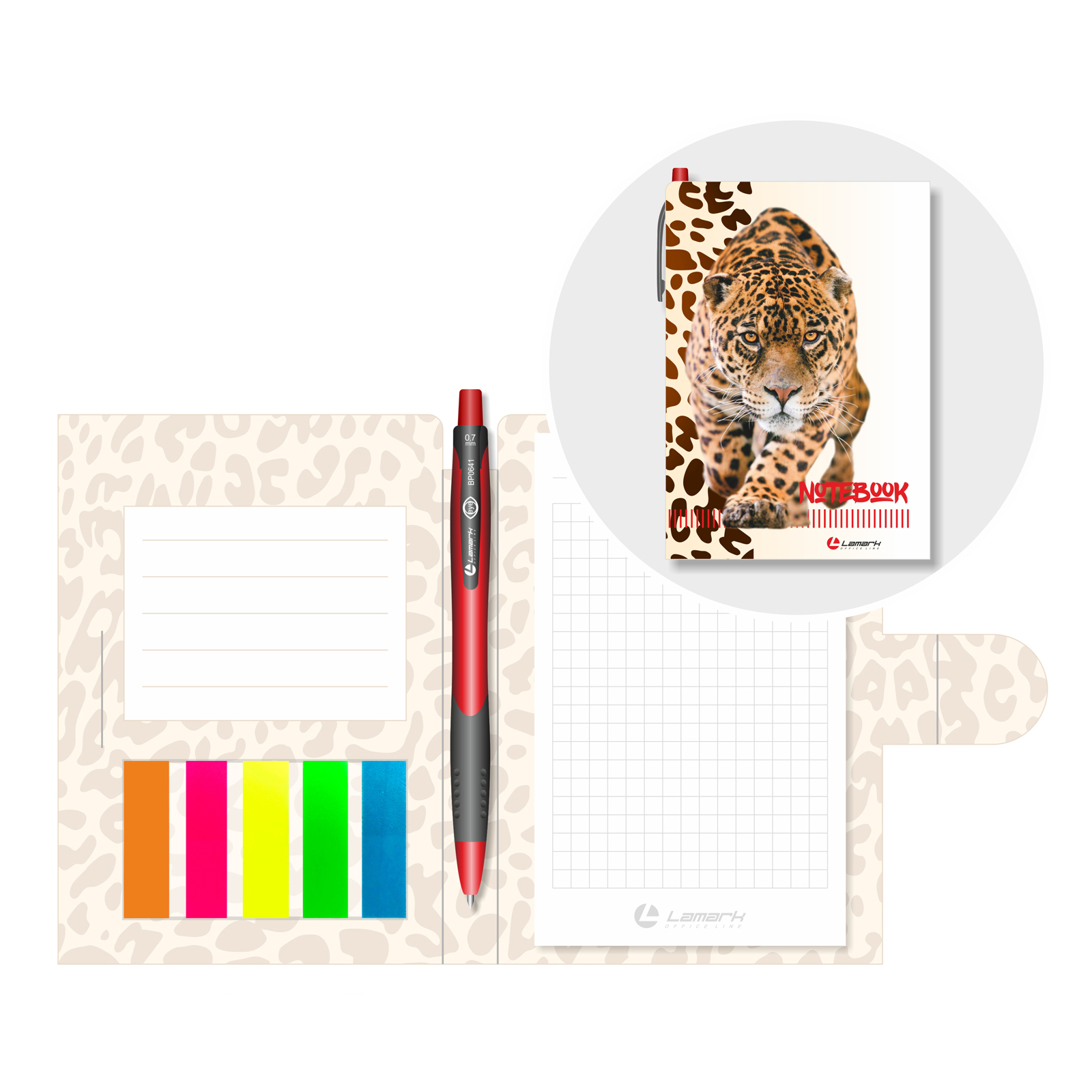 фото Блокнот-органайзер с ручкой lamark leopard 105х150 мм