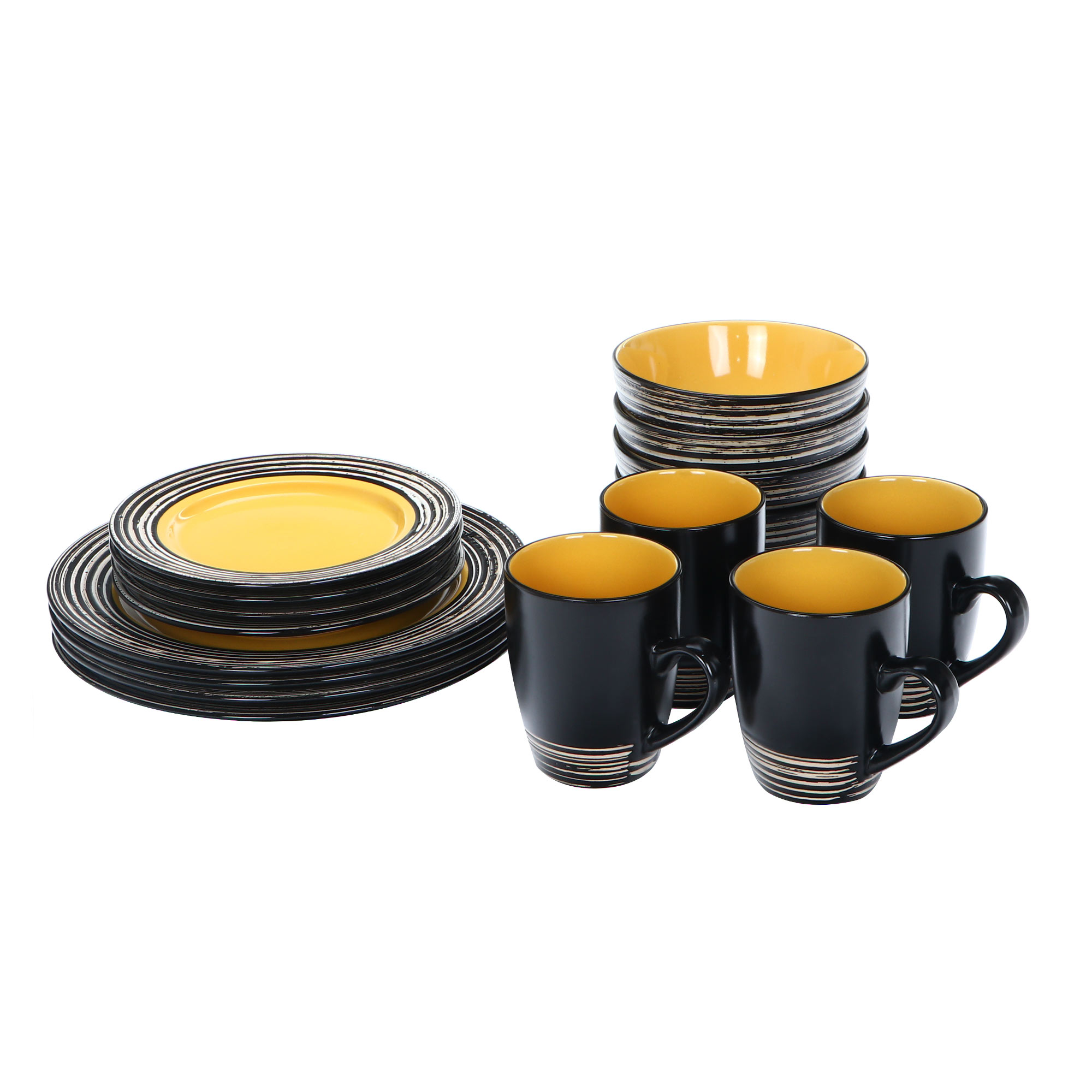 Набор столовый Thomson Pottery Tahiti yellow 16 предметов, цвет черный - фото 1