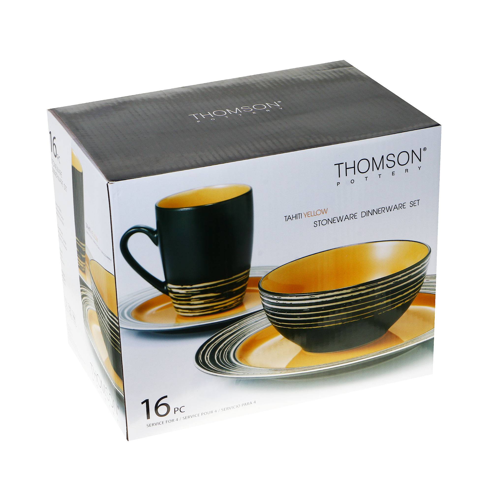 Набор столовый Thomson Pottery Tahiti yellow 16 предметов, цвет черный - фото 13