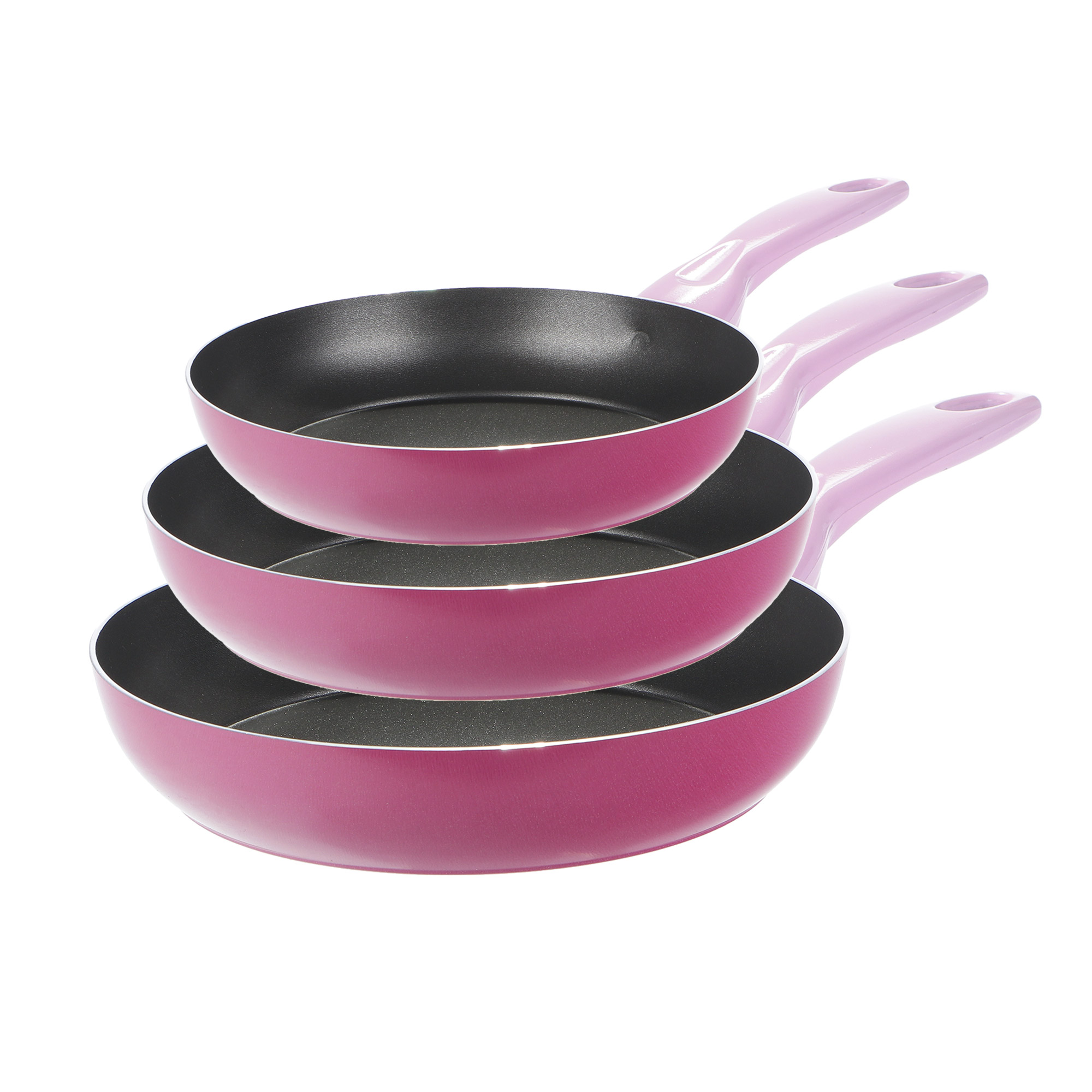 Набор сковородок Cucina Italiana 3 шт, цвет розовый