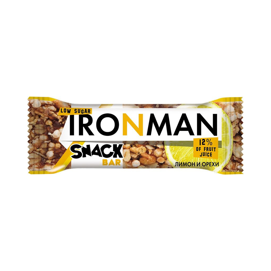 Спортивный батончик Ironman Snack Bar Лимон, орехи 40 г - фото 1
