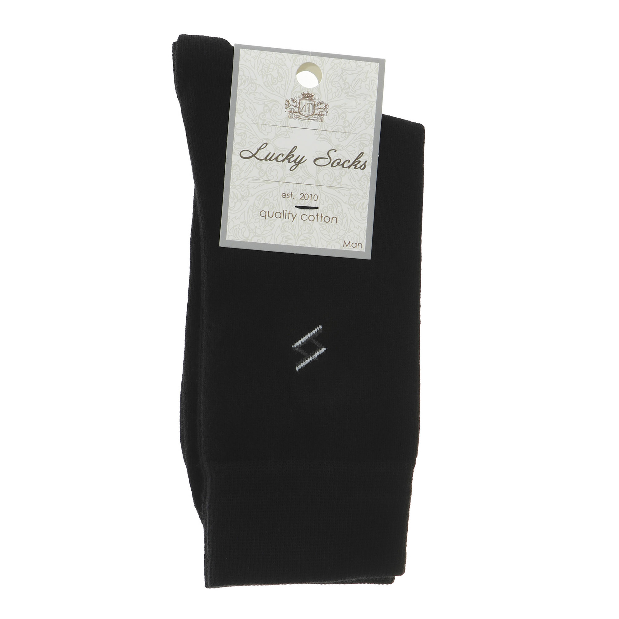 фото Носки мужские однотонные с рисунком lucky socks черные 1 пара 29-31