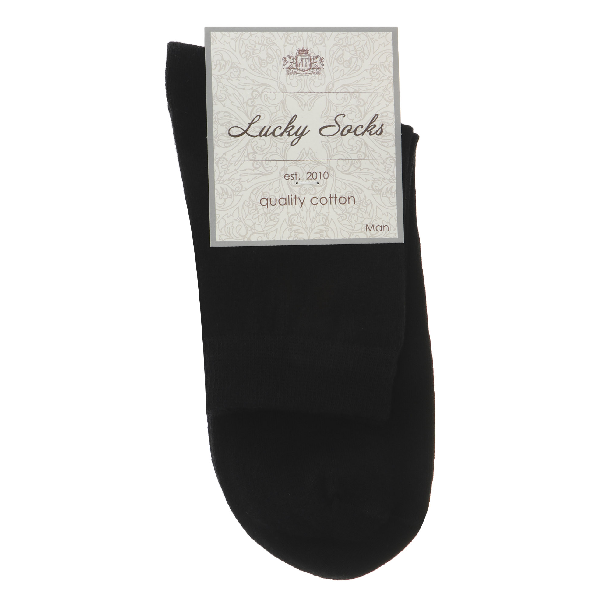 Носки мужские однотонные Lucky Socks черные 1 пара 25-27, цвет черный, размер 25-27 - фото 1