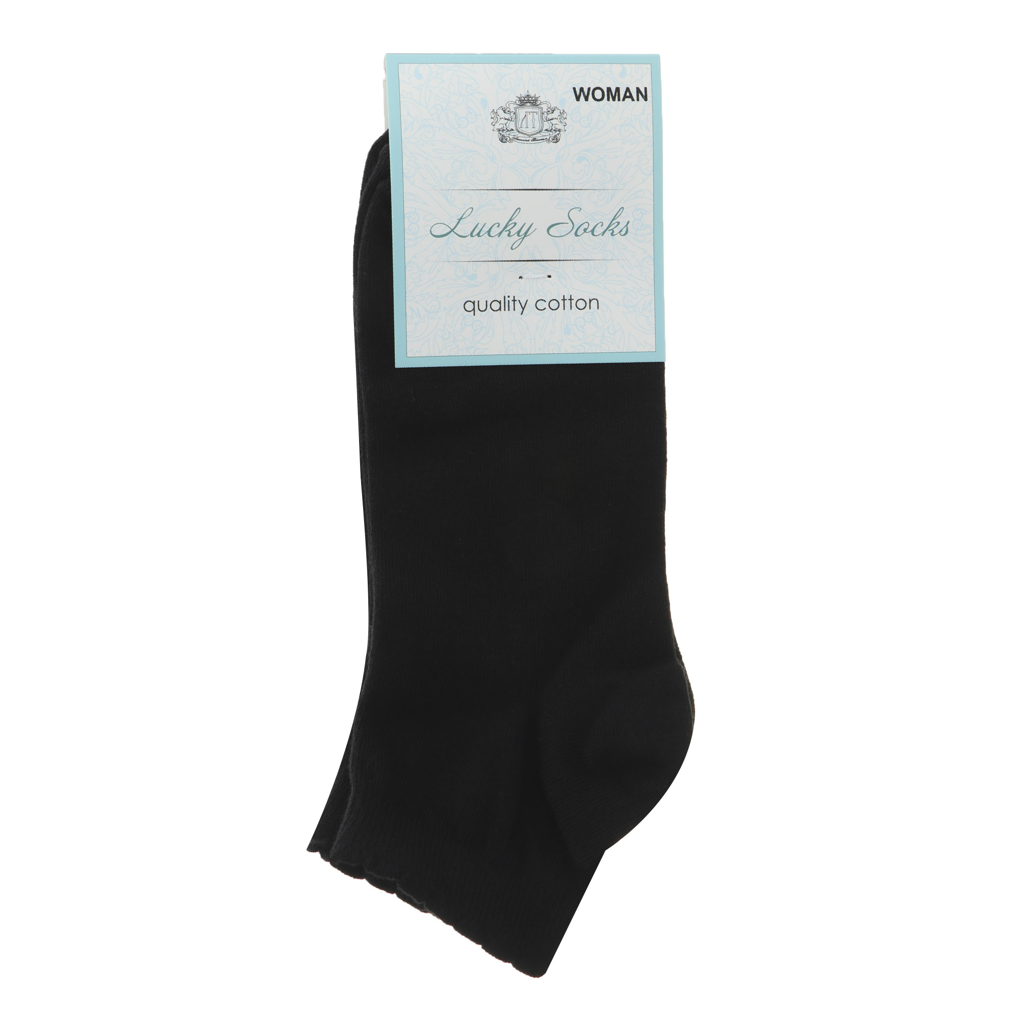 фото Носки женские однотонные укороченные lucky socks черные 3 пары 23-25