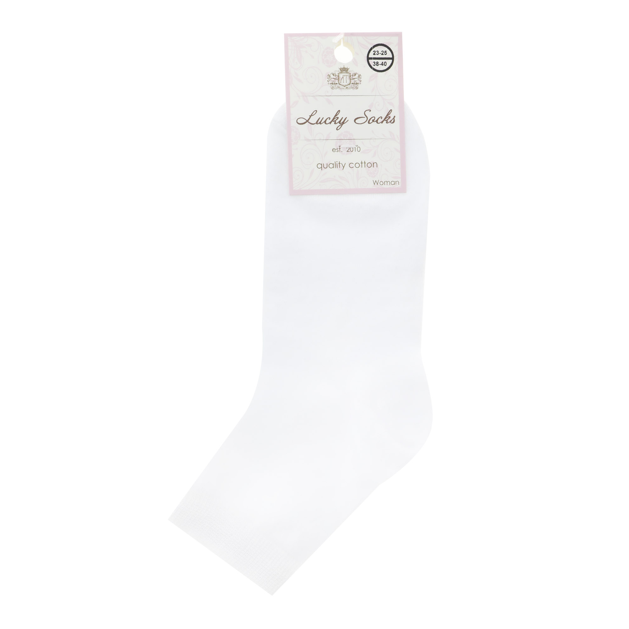 фото Носки женские однотонные lucky socks белые 1 пара 23-25