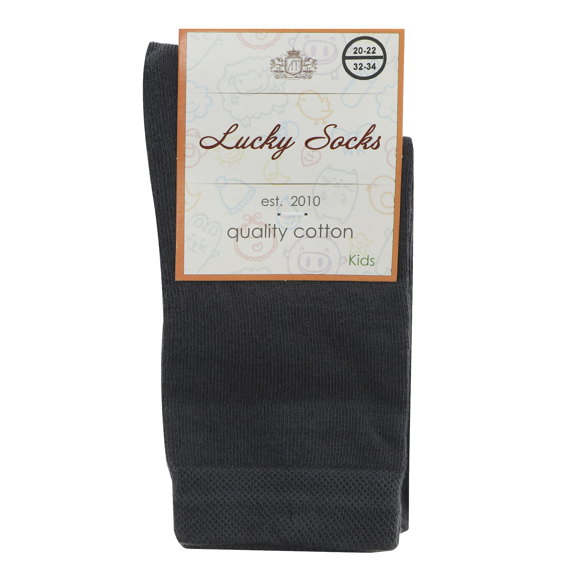 Носки детские однотонные Lucky Socks 1 пара 18/20, цвет темно-серый, размер 18/20 - фото 1