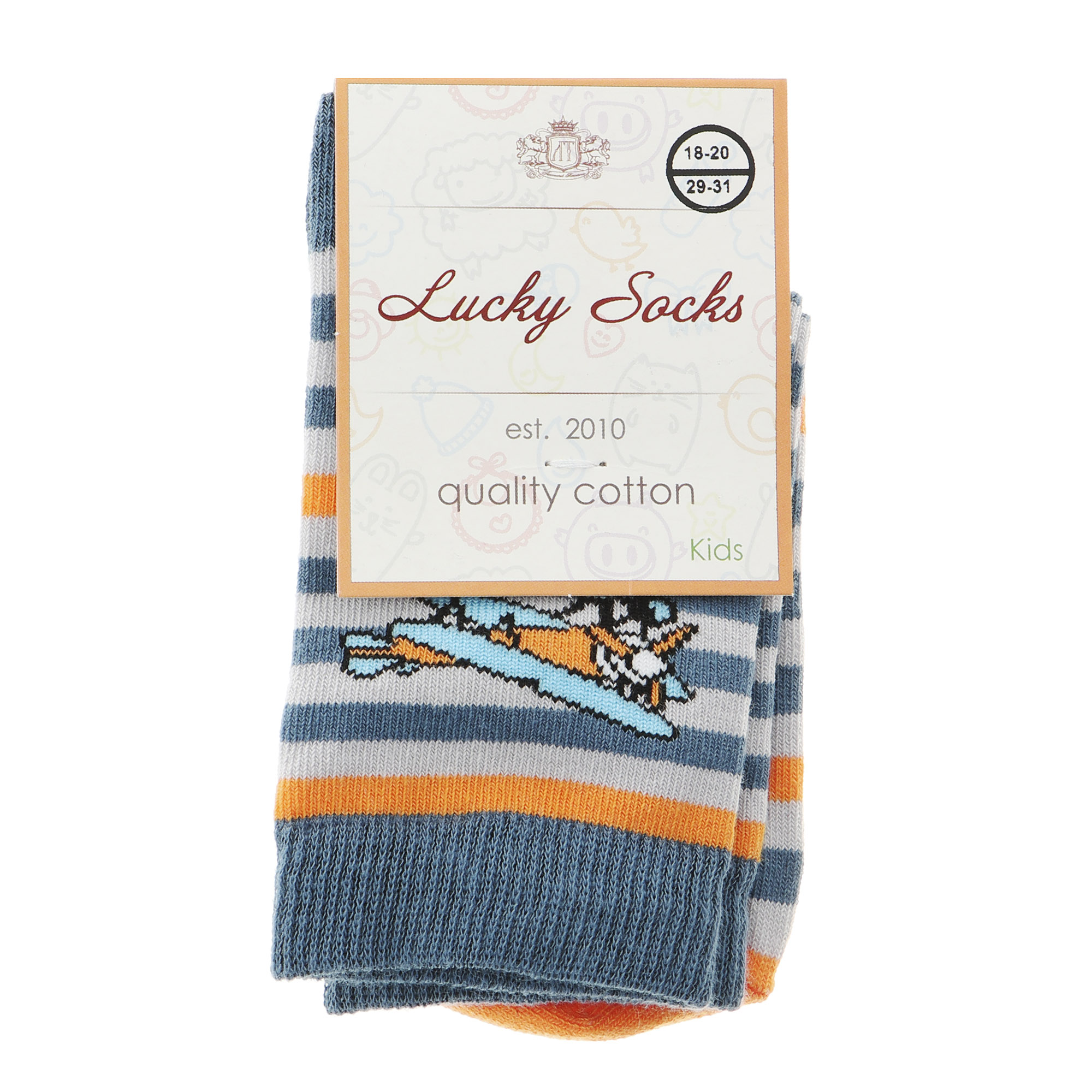 Носки детские Lucky Socks 18-20 НДГ-0194, цвет джинсовый/оранжевый, размер 18-20 - фото 1